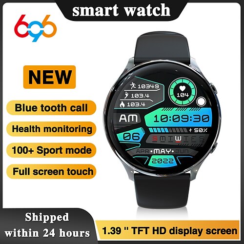 

696 TYG37 Montre intelligente 1.39 pouce Smartwatch Montre Connectée Bluetooth Podomètre Rappel d'Appel Moniteur de Sommeil Compatible avec Android iOS Femme Hommes Mode Mains-Libres Rappel de