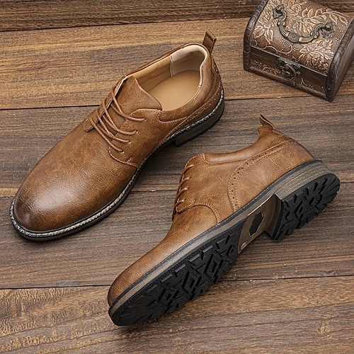 

Men's Oxfords Formal Shoes Brogue Dress Shoes Walking Casual Daily Leather Comfortable Booties / Ankle Boots Loafer Brown Spring Fall