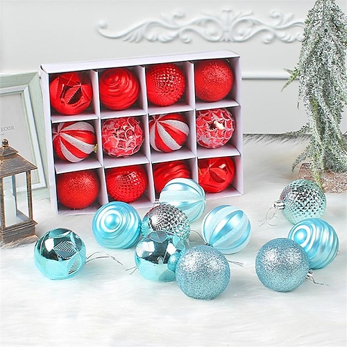 

Pendentif boule colorée pour arbre de noël, 12 pièces, boîte à boules peintes, boule de noël, décoration pour cadeau de noël