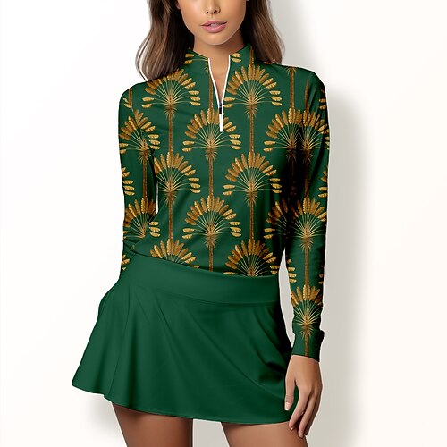 

Mujer Camisas de polo Camiseta de golf Transpirable Secado rápido Dispersor de humedad Manga Larga Ropa de golf ropa de golf Ajuste regular Cremallera Cuello alto Impreso Primavera Otoño Tenis Golf