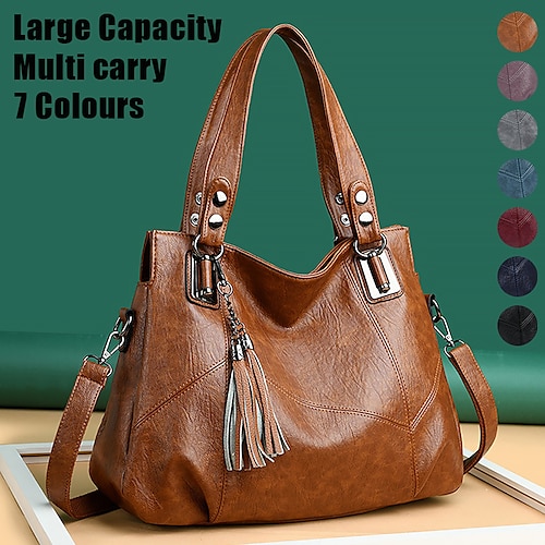 

Femme Sac à main Sac bandoulière Sac d'épaule Sac Boston faux cuir Achats du quotidien Vacances Pendentif Gland Fermeture Grande Capacité Durable Multi-portage Couleur unie Bleu Clair Noir Jaune