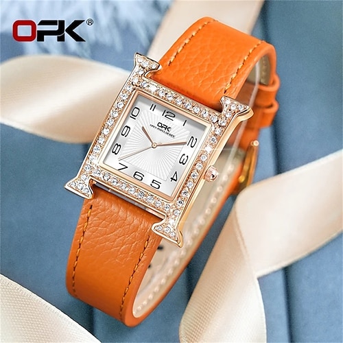 

OPK 8620 Mode Quarzuhr für Frauen wasserdichte Lederarmband Damen Armbanduhr Nummer Zifferblatt Luxus Top-Marke Damenuhren