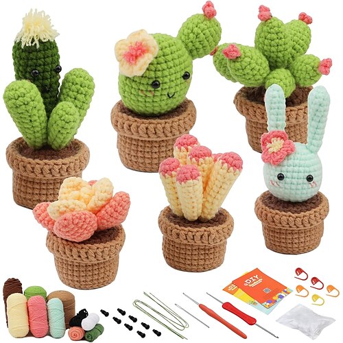 

kit de crochet para principiantes, kit de inicio de crochet, con video tutoriales paso a paso, hilo de crochet, agujas de crochet, marcadores de puntadas y relleno de fibra de poliéster.