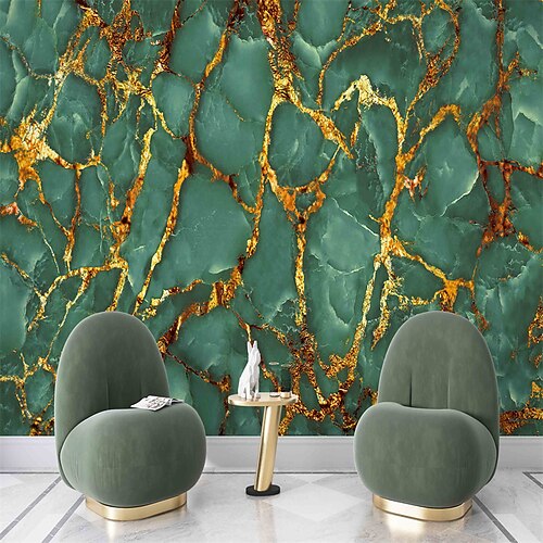 

Abstract Marble Wallpaper Mural Green Gold Marble Wall Covering Sticker Peel and Stick Removable PVC/Vinyl Material Self Adhesive/Adhesive Required Wall Decor for Living Room Kitchen Bathroom