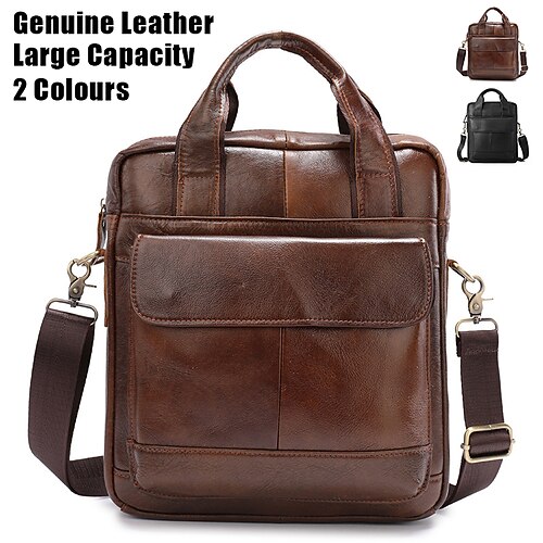 

Homme Sac bandoulière Sac d'épaule Cartable Cuir Bureau du quotidien Voyage Fermeture Grande Capacité Etanche Durable Couleur unie Noir Marron