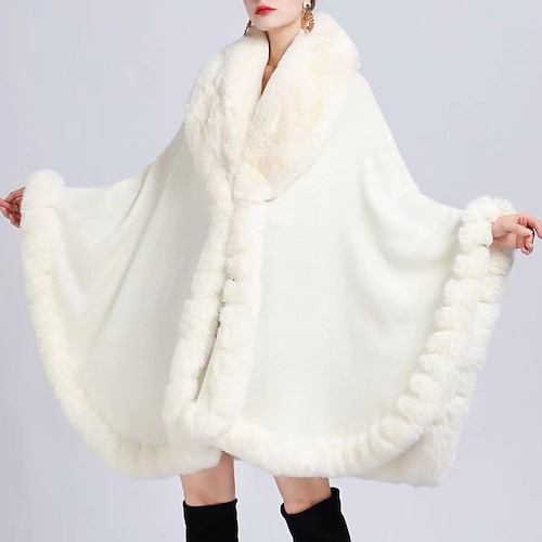 

Faux Fur Wraps Shawls Women's Wrap Elegant Keep Warm Sleeveless Faux Fur Wedding Wraps With Pure Color For Wedding Fall Winter