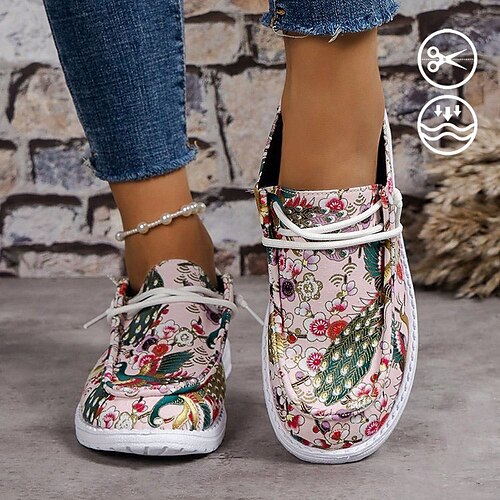 

Mujer Botas Zapatos estampados Tallas Grandes Diario Forrado con Lana Botines Botines Invierno Tacón Plano Dedo redondo Felpa Casual Confort Tela Mocasín Floral Cachemir Bloque de color Rosa