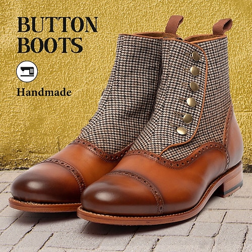 

Hombre Botas Botas con botones Retro Zapatos formales Bullock Zapatos Zapatos de Paseo Británico Diario PU Templado Cómodo Resistencia al desgaste Botines / Hasta el Tobillo Cremallera Marrón Otoño