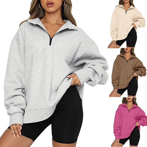 

Sweat-shirt à capuche surdimensionné pour femme, pull à demi-fermeture éclair, tenues de mode d'automne 2023, vêtements y2k