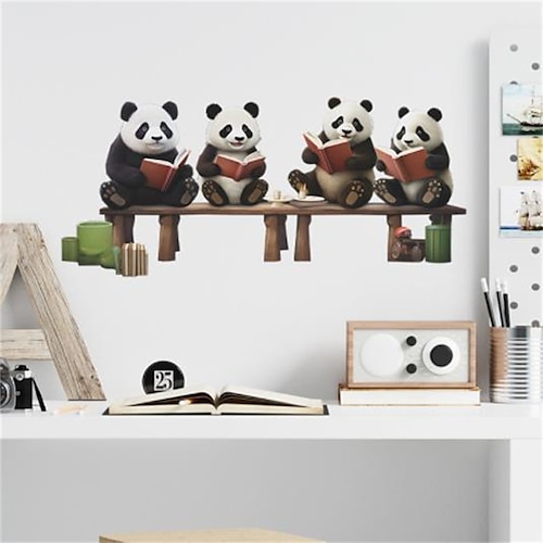 

Cartoon niedlicher kleiner Panda Wandaufkleber lesend Kinderzimmer Hintergrund Dekoration Wandaufkleber