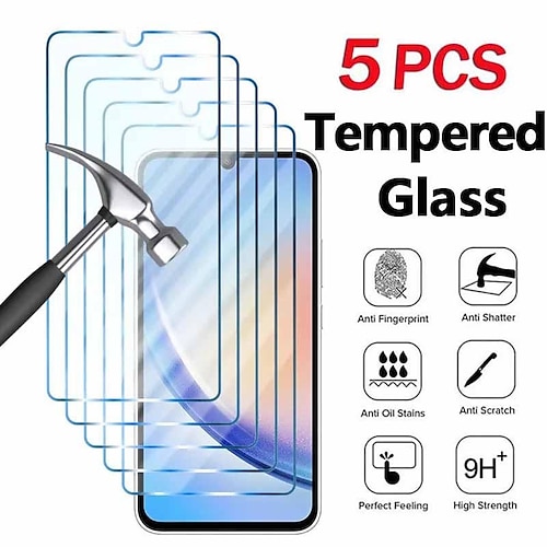 

5 Pack 9H 2.5D Protective Glass For Samsung Galaxy A14 A24 A34 A54 5G Tempered Glass For Samsung A13 A23 A33 A53 A12 A22 A32