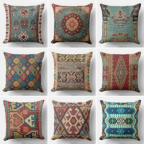 

Funda de almohada de doble cara kilim étnica del sur occidental, 1 pieza, funda de almohada cuadrada decorativa suave para dormitorio, sala de estar, sofá, silla