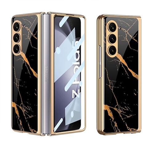 

Funda de vidrio templado con estampado de lujo para samsung galaxy z fold 5 4 3 funda 360 protección completa con cubierta dura de vidrio de pantalla