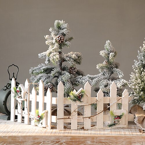 

Christmas Tree Fence Wooden White Fence Decoration Window Partition Small Fence Small Wooden Fence Christmas Decoration