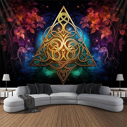 

Blacklight Tapestry UV Reactive Glow in the Trippy Totem Misty Nature Landscape Hanging Tapestry Wall Art Mural for Living Room Bedroom