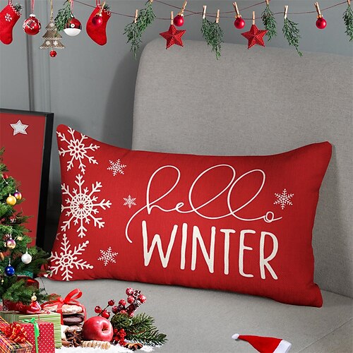 

Christmas Lumbar Pillow Xmas Decorative Toss Pillows Cover 1PC Soft Cushion Case Pillowcase for Bedroom Livingroom Sofa Couch Chair