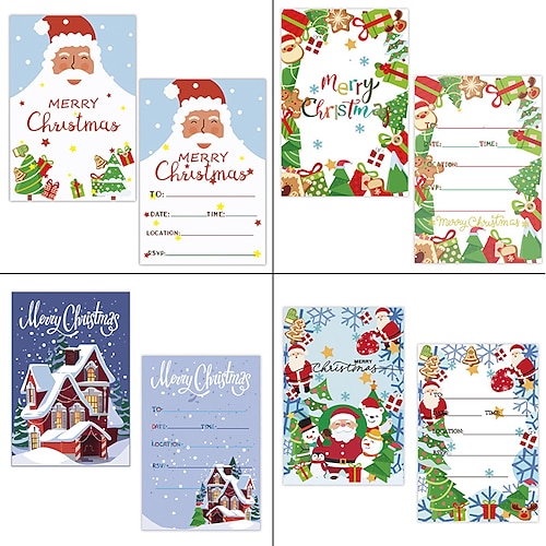 

10pcs cartões de convite de natal para a popular festa de feliz natal, cartões de felicitações de festas e feriados, decorações de natal, navidad, suprimentos para pequenas empresas, cartões de agradecimento, presente de aniversário