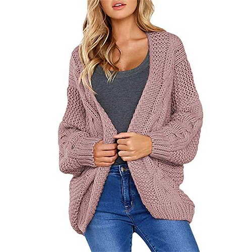 

Damen Strickjacke V Ausschnitt Gedrehtes Stricken Acryl Strick Herbst Winter Standard Outdoor Täglich Ausgehen Modisch Strassenmode Brautkleider schlicht Langarm Feste Farbe Schwarz Gelb Rote S M L