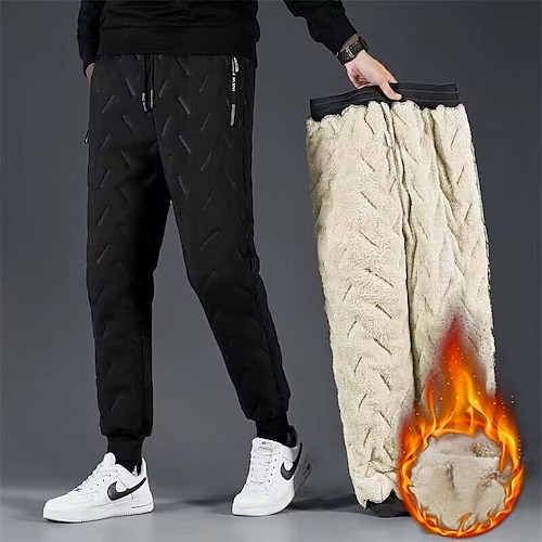 

Men's Sherpa Joggers Winter Pants Trousers Pocket Drawstring Elastic Waist Solid Color Comfort Warm Casual Daily Sports Fashion 1 2 Micro-elastic