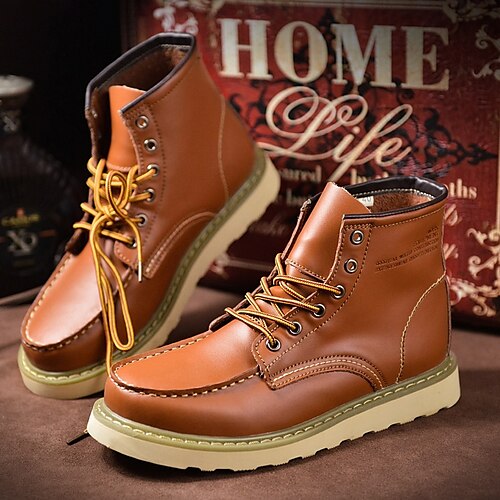 

Men's Boots Biker boots Motorcycle Boots Retro Work Boots Walking Casual Daily Leather Comfortable Booties / Ankle Boots Loafer Wine Red Black khaki Spring Fall