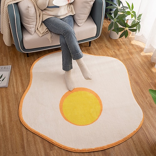 

Tapis de sol en peluche en forme de dessin animé, pour chambre à coucher, œuf, créatif, de chevet, mignon, pour la maison, épais, pour porte