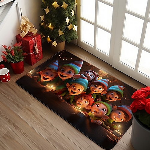 

Christmas Xmas Doormat Elfs Non-Slip Oil Proof Rug Indoor Outdoor Mat Bedroom Decor Bathroom Mat Entrance Rug Door Mat