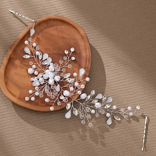 Bandanas Peça para Cabeça Imitação de Pérola Strass Casamento coquetel Luxo Elegante Com Perola Imitação Detalhes em Cristal Capacete Chapéu