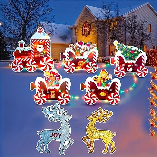 

1pc Christmas Lighted Ornaments,Stacking Toys,Outdoor Yard Train Lawn Sign Gingerbread Santa Snow Heart Yard Sign Outdoor Christmas Decoration