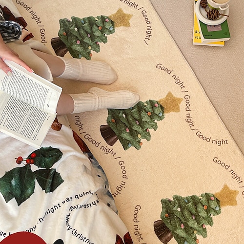 

Weihnachts-Läufer-Teppich, rutschfester Flur-Teppich, Überwurf, waschbarer Küchenteppich, Läufer, Weihnachtsbaum, Feiertagsdekoration, dünne Bodenteppiche mit Akzentdruck für Schlafzimmer,