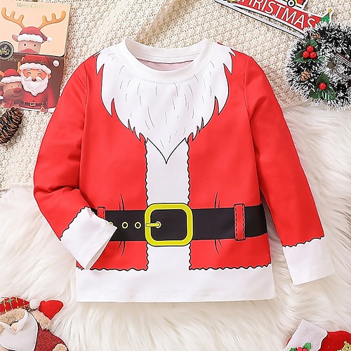 

Navidad Chico 3D Papá Noel Camiseta Camisa Manga Larga Impresión 3D Otoño Invierno Deportes Moda Ropa de calle Poliéster Niños 3-12 años Cuello Barco Exterior Casual Diario Ajuste regular