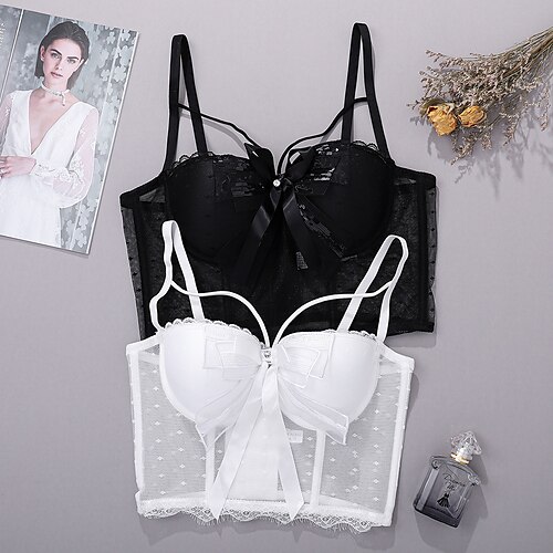 

Sensual Y2K Ano 2000 Corpete Tubo Superior Regata Sutiã push-up Top curto corpete Garota gótica Mulheres Laço Cosplay Ocasiões Especiais Carnaval Festa Boate Clubwear Colete