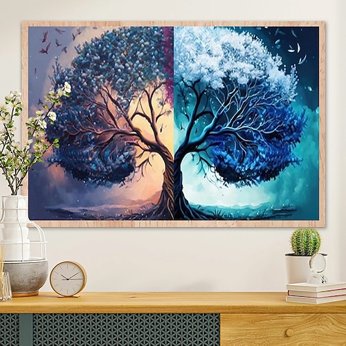 

Plants Wall Art Canvas Four Seasons Tree of Life Prints and Posters Plants Pictures Decorative Fabric Painting For Living Room Pictures No Frame