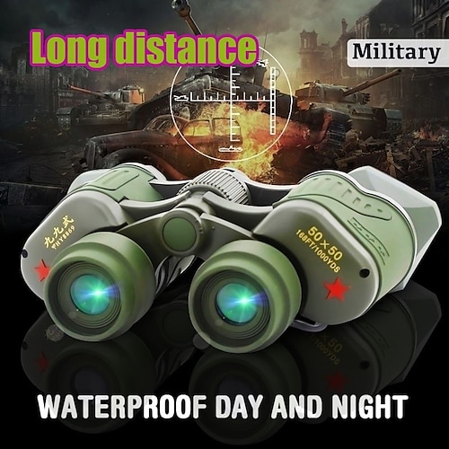 

HD Portable 50x50 8m/1000m Professional Binoculars Army Military Telescope Night Vision With Reconnaissance Coordinates Compass Binocular Waterproof Outdoor Hiking Camping Hunting Optics Travel