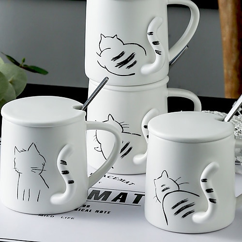 

350Ml Coffee Cup, 11Oz Heat Resistant Cat Warmer Mugs with Handle Smoothie Cups Juice Cups for Women Teacher Christmas Xmas Valentine's Day Gift