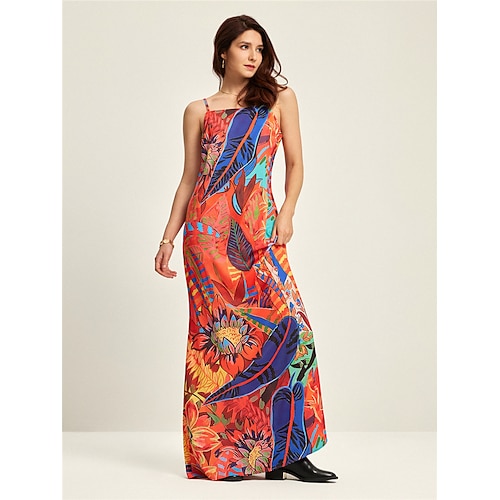robe longue de vacances à la mode d'été à imprimé tropical