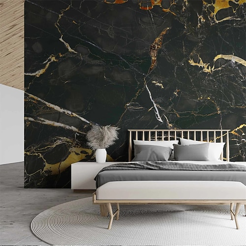 

Abstract Marble Wallpaper Mural Art Deco Black Gold Marble Wall Covering Sticker Peel and Stick Removable PVC/Vinyl Material Self Adhesive/Adhesive Required Wall Decor for Living Room Kitchen Bathroom