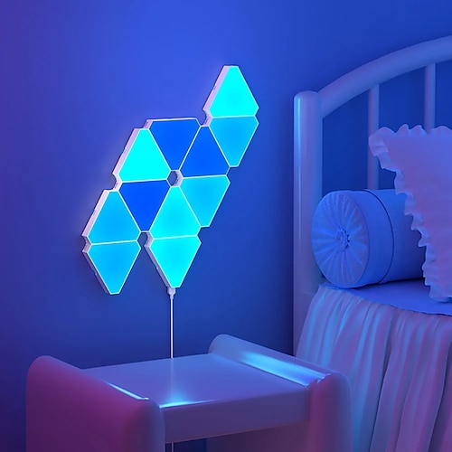 

Lampe quantique triangulaire LED, applique murale rvb, lumière de fond de rythme de ramassage intelligent pour chambre à coucher, veilleuse de chevet, décoration de bureau