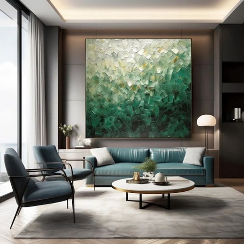 Handmade Oil Painting Canvas Wall Art Decoration Contemporary Green Abstract for Home Decor Rolled Frameless Unstretched Painting