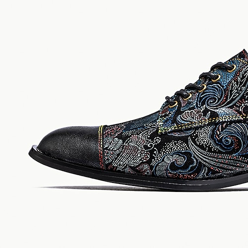  Oxford-Schnürschuhe für Herren aus Jacquardgewebe mit Blumenmuster und Lederakzenten – elegante und stilvolle Abendschuhe für besondere Anlässe