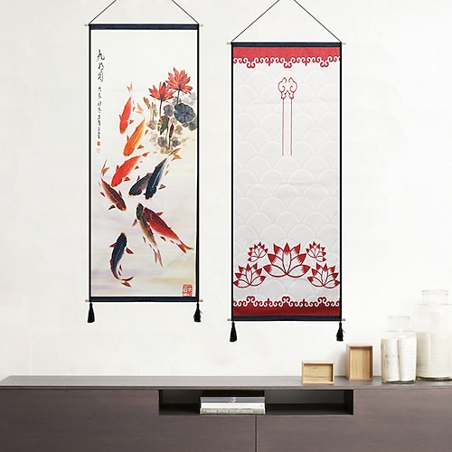 

Tapeçaria longa de estilo chinês moderno, decoração de sala de estar, tapete de parede, decoração de parede de sofá, pintura suspensa de arte em tecido, pano de fundo, pano de proteção