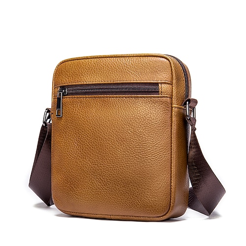 

First Layer Cowhide Men's Vintage Messenger Bag Genuine Leather Shoulder Bags Vertical Trendy Multifunctional Crossbody Bag Travel Casual Messenger Bag