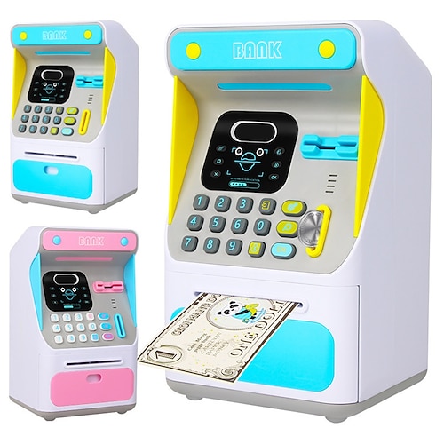 

Mini-Geldautomaten-Geldbank mit elektronischem Schloss, Gesichtserkennung, automatischem Scrollen von Papiergeld Münze für Kinder, Teenager, Jungen, Mädchen, sal