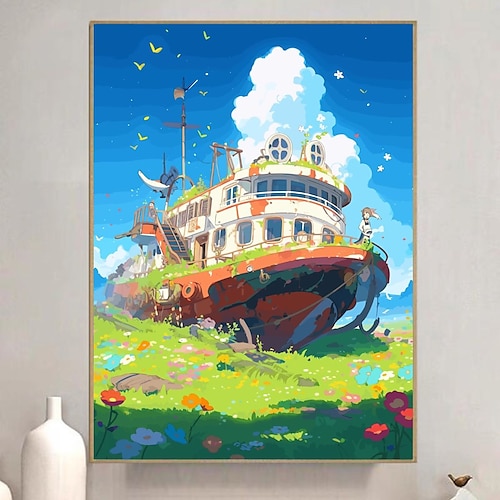 

1pc Landscape DIY Diamond Painting Fantasy Castle Ship Diamond Painting Handcraft Home Gift Without Frame