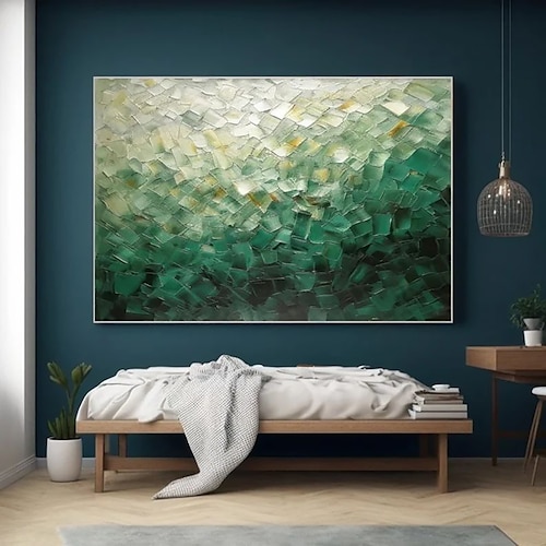  Handmade Oil Painting Canvas Wall Art Decoration Contemporary Green Abstract for Home Decor Rolled Frameless Unstretched Painting