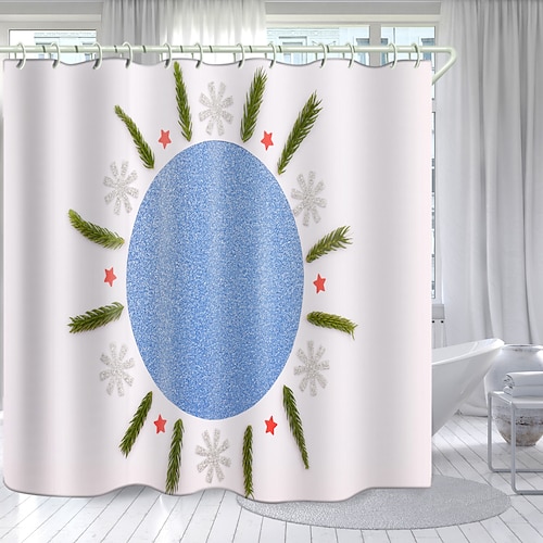 

Cortina de ducha decorativa para baño con ganchos, decoración para el baño, juego de cortina de ducha de tela impermeable con 12 ganchos de plástico
