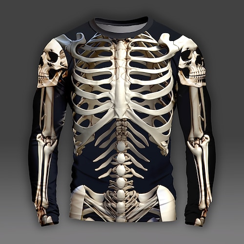 

Graphic Skull Skeleton Fashion Designer Casual Men's 3D Print T shirt Tee Sports Outdoor Holiday Going out T shirt black Long Sleeve Crew Neck Shirt Spring & Fall Clothing Apparel S M L XL 2XL 3XL