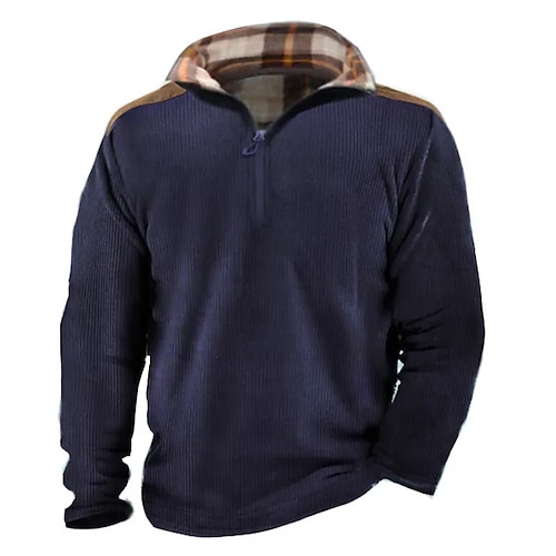 

Hombre Sudadera Sudadera con un cuarto de cremallera Azul Marino Media cremallera Plano Retazos Deporte Diario Festivos Pana Ropa de calle Básico Casual Primavera Otoño Ropa Sudaderas con capucha