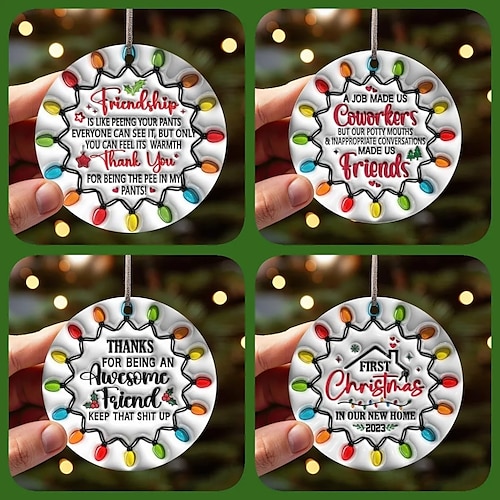 

adorno redondo de Navidad de besties, adorno de Navidad redondo de mejores amigos, regalos de recuerdo personalizados