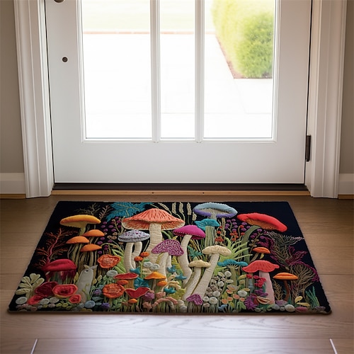 

Fantasy Mushroom Doormat Quilting Art Non-Slip Oil Proof Rug Indoor Outdoor Mat Bedroom Decor Bathroom Mat Entrance Rug Door Mat