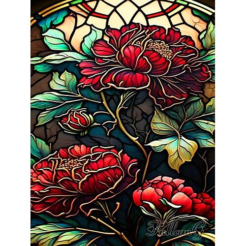

1pc Floral DIY Diamond Painting Glass Crystal Painted Peony Diamond Painting Handcraft Home Gift Without Frame
